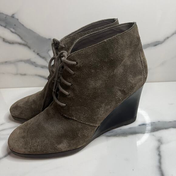 Franco Sarto | Women's Classic Brown Suede Lace Up Wedge Heel Weston Boots Sz 8 - Picture 3 of 7